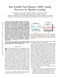 Bias-Scalable Near-Memory CMOS Analog Processor for Machine Learning
