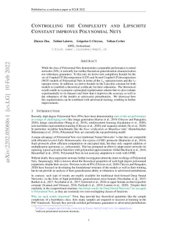 Controlling the Complexity and Lipschitz Constant improves polynomial
  nets