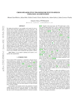 Cross-speaker style transfer for text-to-speech using data augmentation