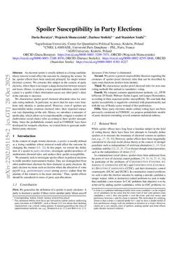 Spoiler Susceptibility in Party Elections