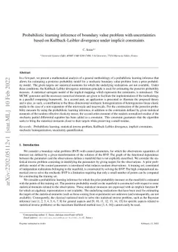 Probabilistic learning inference of boundary value problem with
  uncertainties based on Kullback-Leibler divergence under implicit constraints