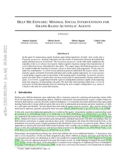 Help Me Explore: Minimal Social Interventions for Graph-Based Autotelic
  Agents