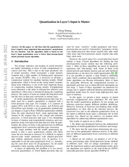 Quantization in Layer's Input is Matter