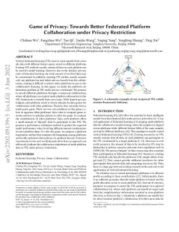 Game of Privacy: Towards Better Federated Platform Collaboration under
  Privacy Restriction