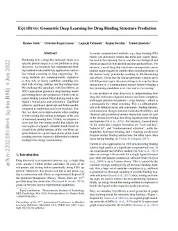 EquiBind: Geometric Deep Learning for Drug Binding Structure Prediction