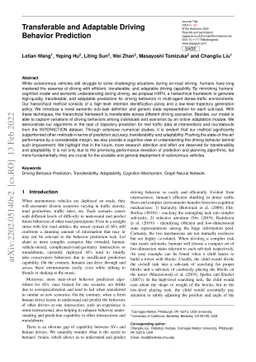 Transferable and Adaptable Driving Behavior Prediction