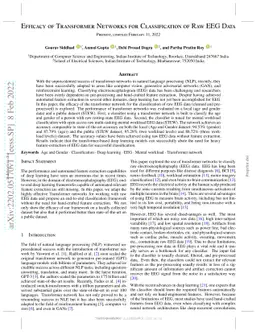 Efficacy of Transformer Networks for Classification of Raw EEG Data