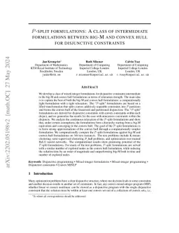 P-split formulations: A class of intermediate formulations between big-M and convex hull for disjunctive constraints