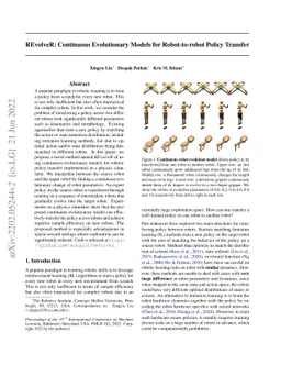 REvolveR: Continuous Evolutionary Models for Robot-to-robot Policy
  Transfer