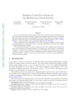Hardness of Noise-Free Learning for Two-Hidden-Layer Neural Networks