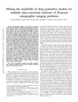 Mining the manifolds of deep generative models for multiple
  data-consistent solutions of ill-posed tomographic imaging problems