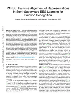 PARSE: Pairwise Alignment of Representations in Semi-Supervised EEG
  Learning for Emotion Recognition