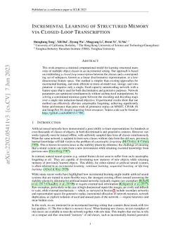 Incremental Learning of Structured Memory via Closed-Loop Transcription