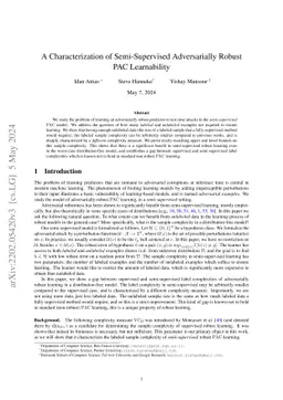 A Characterization of Semi-Supervised Adversarially-Robust PAC
  Learnability