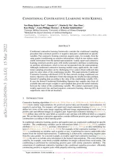 Conditional Contrastive Learning with Kernel