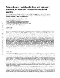 Reduced order modeling for flow and transport problems with Barlow Twins
  self-supervised learning