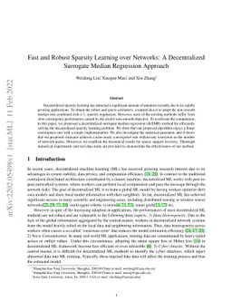 Fast and Robust Sparsity Learning over Networks: A Decentralized
  Surrogate Median Regression Approach