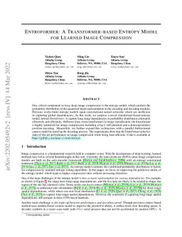 Entroformer: A Transformer-based Entropy Model for Learned Image
  Compression