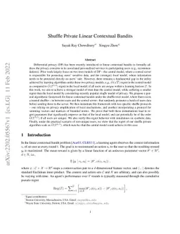 Shuffle Private Linear Contextual Bandits