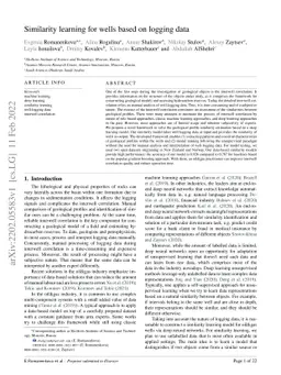 Similarity learning for wells based on logging data