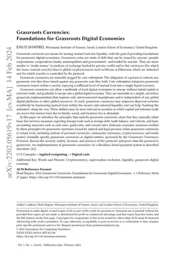 Grassroots Currencies: Foundations for Grassroots Digital Economies