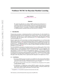 Nonlinear MCMC for Bayesian Machine Learning