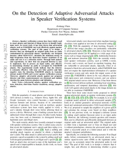 On the Detection of Adaptive Adversarial Attacks in Speaker Verification
  Systems