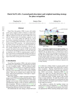 Patch-NetVLAD+: Learned patch descriptor and weighted matching strategy
  for place recognition