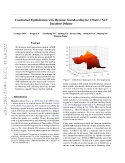 Constrained Optimization with Dynamic Bound-scaling for Effective
  NLPBackdoor Defense