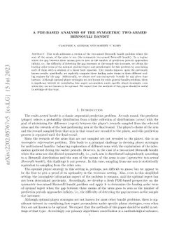 A PDE-Based Analysis of the Symmetric Two-Armed Bernoulli Bandit