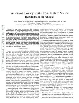 Assessing Privacy Risks from Feature Vector Reconstruction Attacks