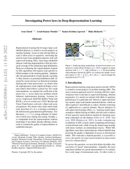 Investigating Power laws in Deep Representation Learning