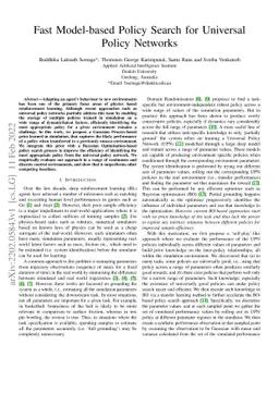 Fast Model-based Policy Search for Universal Policy Networks