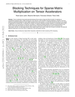 Blocking Techniques for Sparse Matrix Multiplication on Tensor
  Accelerators