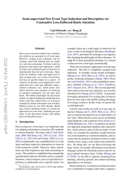 Semi-supervised New Event Type Induction and Description via Contrastive
  Loss-Enforced Batch Attention