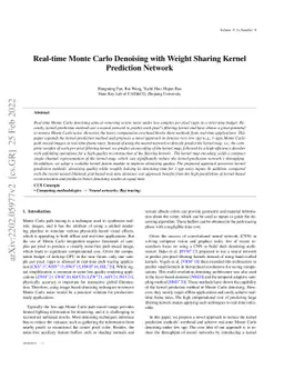 Real-time Monte Carlo Denoising with Weight Sharing Kernel Prediction
  Network