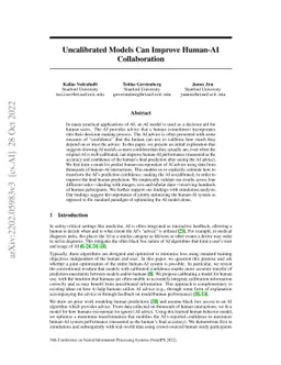 Uncalibrated Models Can Improve Human-AI Collaboration