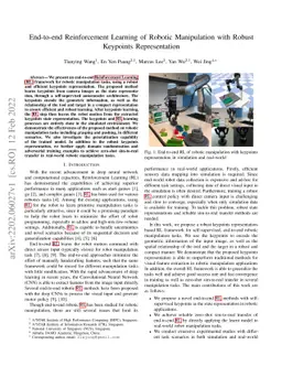 End-to-end Reinforcement Learning of Robotic Manipulation with Robust
  Keypoints Representation