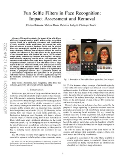 Fun Selfie Filters in Face Recognition: Impact Assessment and Removal