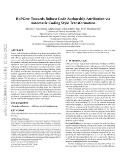 RoPGen: Towards Robust Code Authorship Attribution via Automatic Coding
  Style Transformation