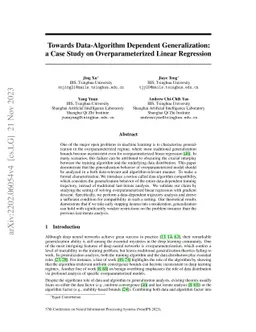 Towards Data-Algorithm Dependent Generalization: a Case Study on
  Overparameterized Linear Regression