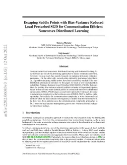 Escaping Saddle Points with Bias-Variance Reduced Local Perturbed SGD
  for Communication Efficient Nonconvex Distributed Learning
