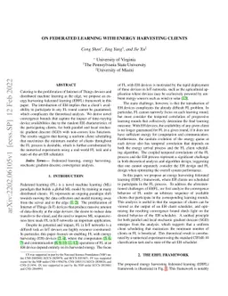 On Federated Learning with Energy Harvesting Clients