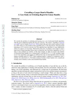 Corralling a Larger Band of Bandits: A Case Study on Switching Regret
  for Linear Bandits