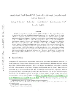 Analysis of Dual-Based PID Controllers through Convolutional Mirror
  Descent