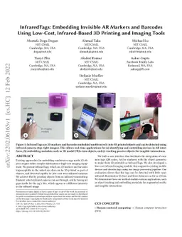 InfraredTags: Embedding Invisible AR Markers and Barcodes Using
  Low-Cost, Infrared-Based 3D Printing and Imaging Tools