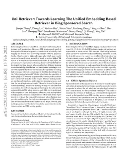 Uni-Retriever: Towards Learning The Unified Embedding Based Retriever in
  Bing Sponsored Search