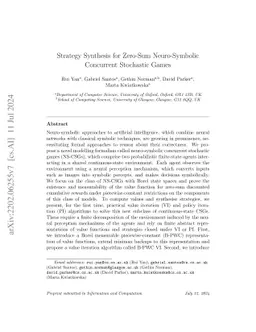 Strategy Synthesis for Zero-Sum Neuro-Symbolic Concurrent Stochastic
  Games