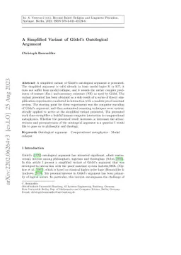 A Simplified Variant of Gödel's Ontological Argument