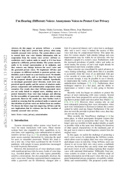 I'm Hearing (Different) Voices: Anonymous Voices to Protect User Privacy